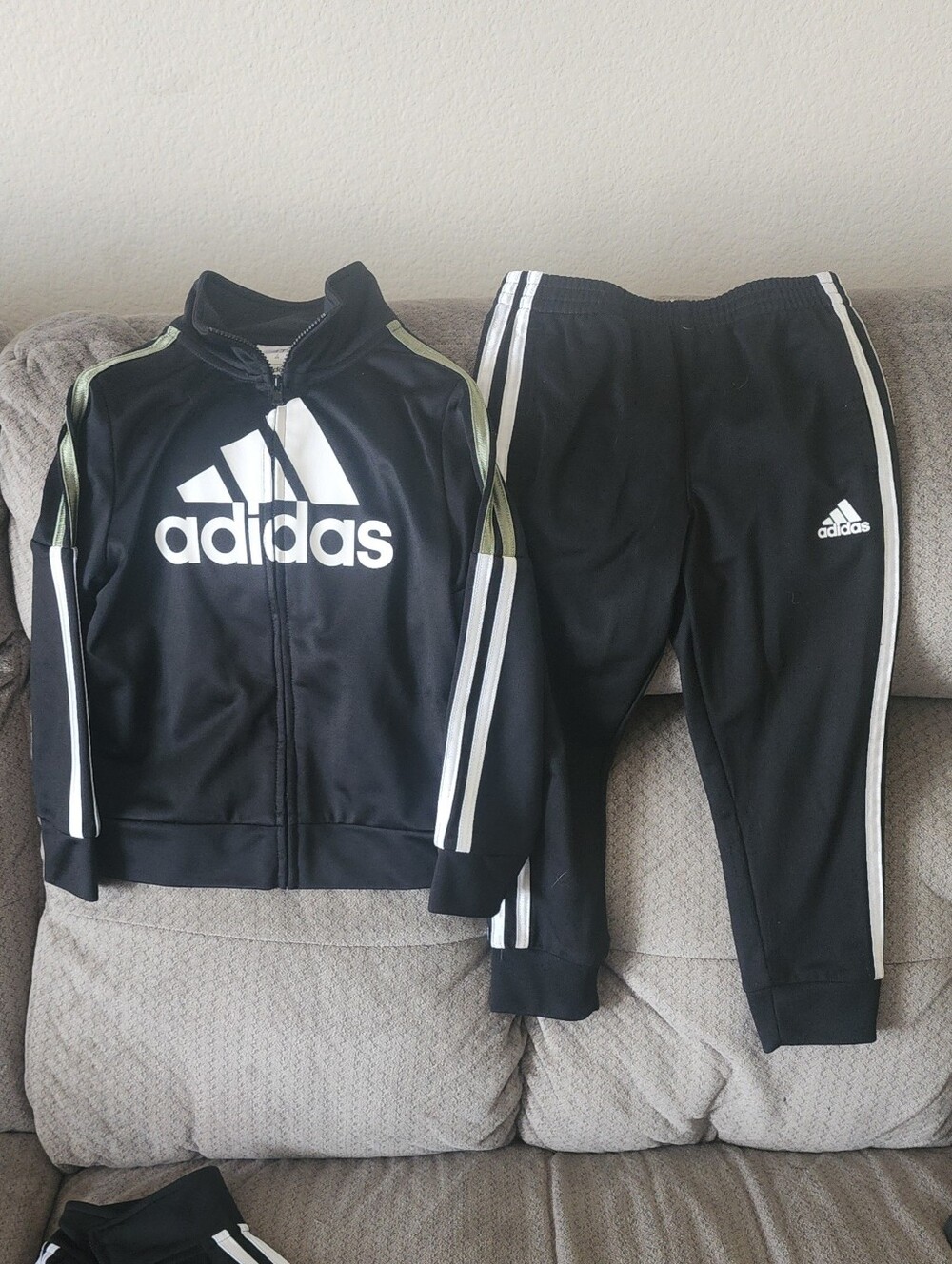 3-piece Adidas Black White Green Tracksuit